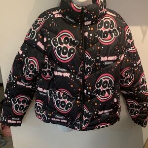 South Pole Blow Pop Graphic Puffer Jacket - Black and Pink